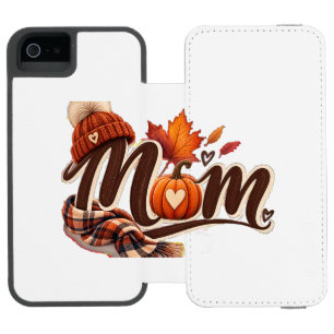 Cozy Fall Mom Autumn Pumpkin Plaid Scarf iPhone Wa SE/5/5s Wallet Case