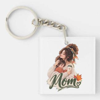 Cozy Fall Mom & baby kids Autumn Love Keychain