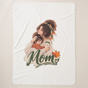 Cozy Fall Mom & Daughter Autumn Love Sherpa Blanket