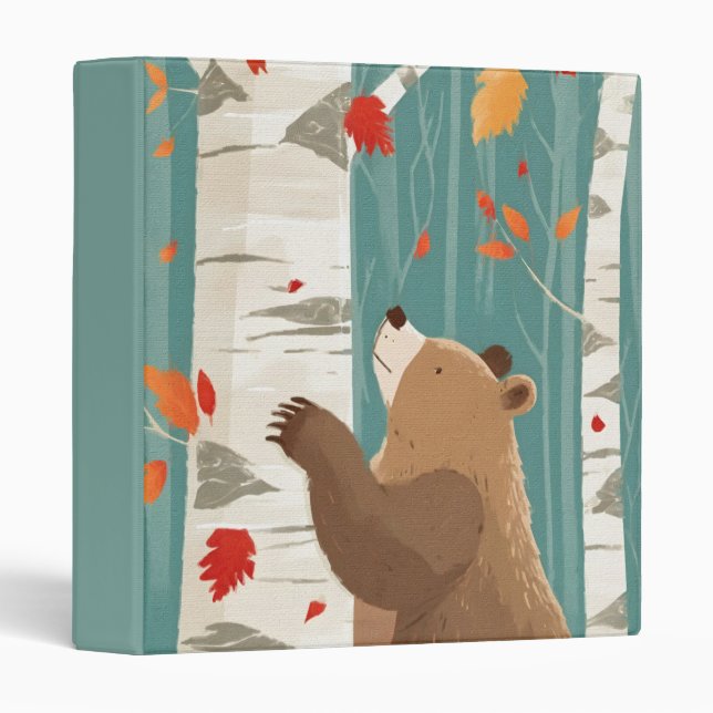 Cozy Fall Moments with a Woodland Bear 3 Ring Binder (Front/Spine)