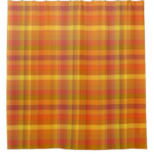 Cozy Fall Orange Plaid Pattern Shower Curtain