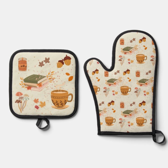  Cozy Fall Oven Mitt & Pot Holder Set (Front)