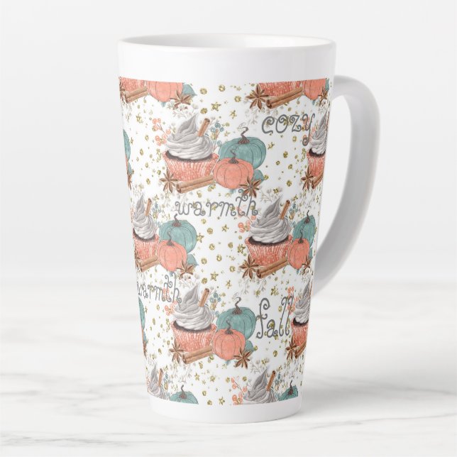 Cozy fall pumpkins  latte mug (Right Angle)