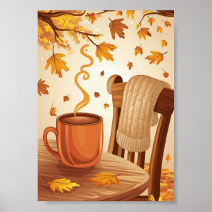 cozy fall scene digital download art poster