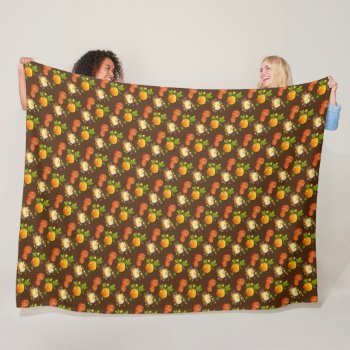 Cozy Fall Season Pumpkin Pattern On Brown  Fleece Blanket by Susang6 at Zazzle