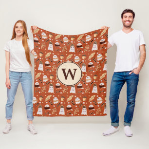 Cozy Fall Spooky Ghosts Fleece Blanket