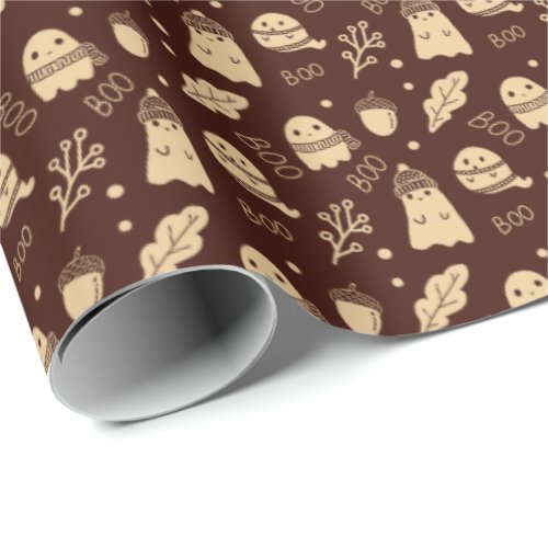 Cozy Fall Spooky Ghosts Wrapping Paper