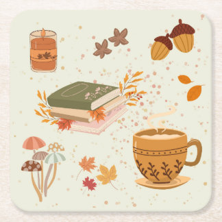 Cozy Fall Square Paper Coaster