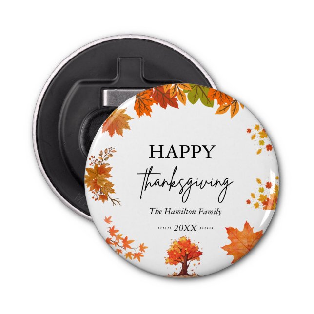 Cozy Fall Thanksgiving Dinner Party Bottle Opener (Front)