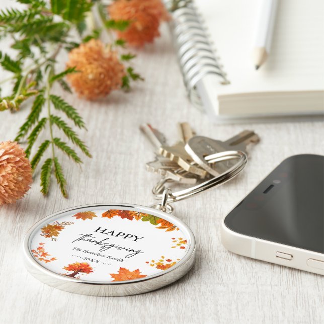 Cozy Fall Thanksgiving Dinner Party Keychain (Side)