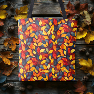 Cozy Fall Tote with Bold Leaves and Autumn Charm Bag