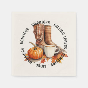 Cozy Fall Vibes – Boots, Pumpkin Spice, Bonfires Napkins