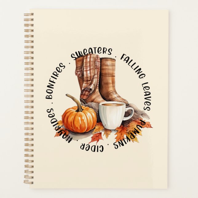 Cozy Fall Vibes – Boots, Pumpkin Spice, Bonfires Planner (Front)