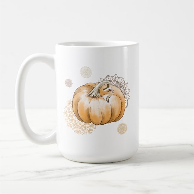 Cozy Fall Vibes in Every Sip - Boho Pumpkin Mug (Left)