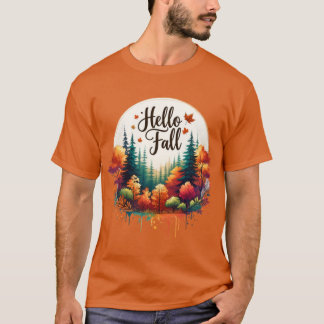 Cozy Fall Vibes Watercolor Pumpkins Autumn Flowers T-Shirt