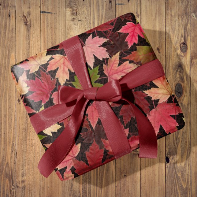 Cozy Falling Leaves All Occasion Wrapping Paper (Cozy Falling Leaves All Occasion Wrapping Paper
Beautiful maple leaves in red, pink, green, gold.)