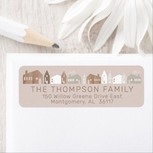 Cozy Family Modern Minimal Christmas Village Label