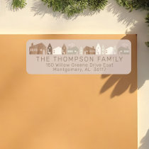Cozy Family Modern Minimal Christmas Village Label