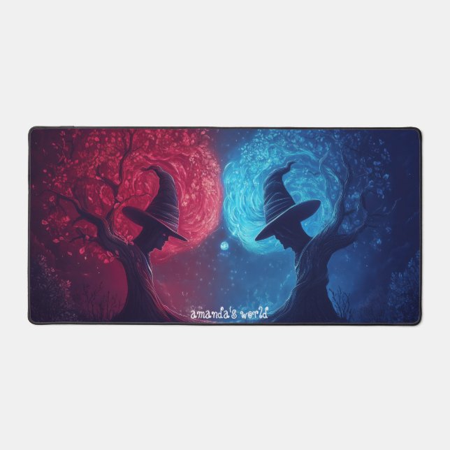 Cozy Fantasy Village Surrounded by Pine Forest Desk Mat (Front)