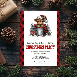 Cozy farmhouse highland cow Christmas invitation