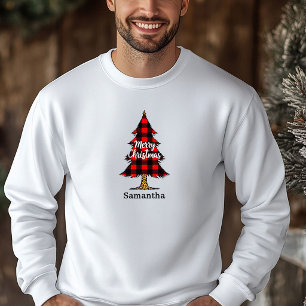 Cozy Farmhouse Plaid Tree Christmas Hoodie Outfit