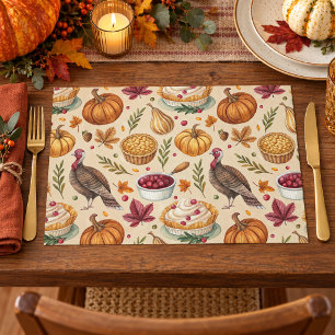 Cozy Farmhouse Thanksgiving Harvest Pattern Cloth Placemat