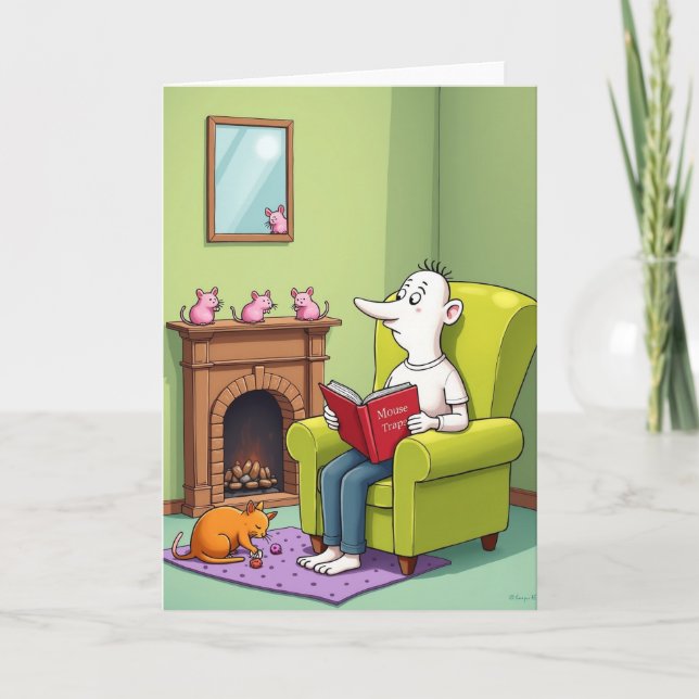 Cozy Fathers Day Cartoon Card (Front)
