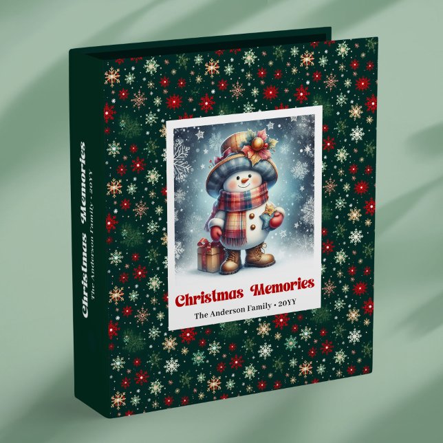 Cozy festive Christmas snowman custom kids album  3 Ring Binder (Cozy festive Christmas snowman custom kids album binder)
