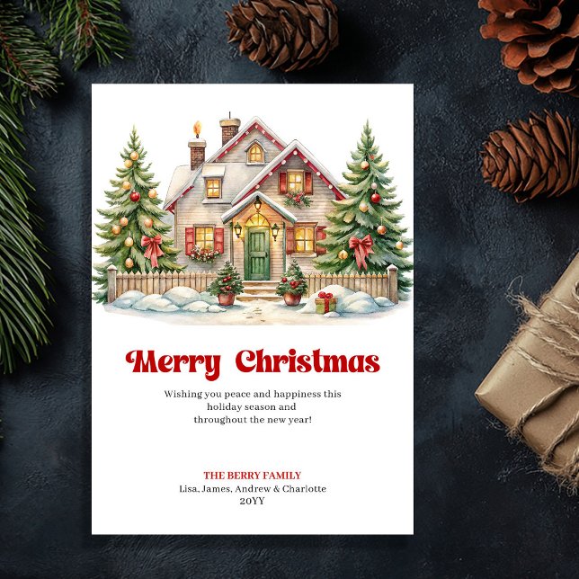 Cozy festive home classic Christmas scene greeting Holiday Card (Cozy festive home classic Christmas scene greeting)