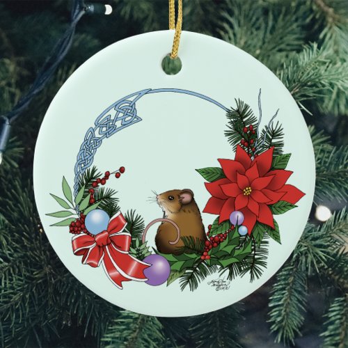 Cozy Festive Illustrative Christmas Mouse Wreath