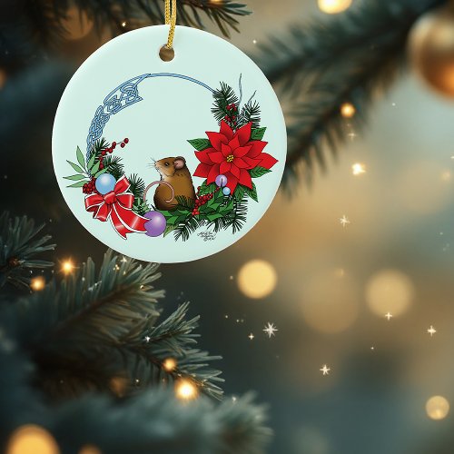 Cozy Festive Illustrative Christmas Mouse Wreath