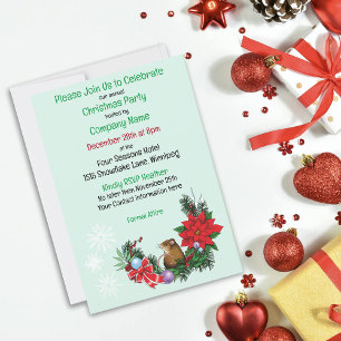 Cozy Festive Illustrative Christmas Mouse Wreath Invitation