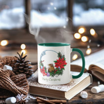 Cozy Festive Illustrative Christmas Mouse Wreath