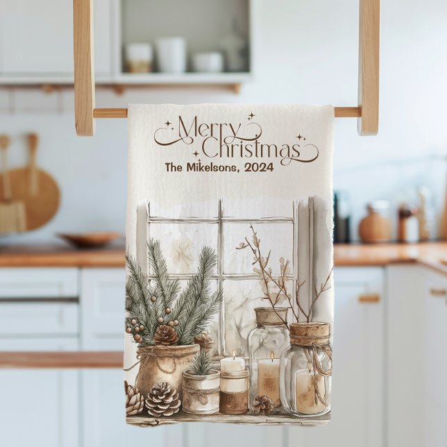 Cozy Festive Rustic Christmas Kitchen Towel (Creator Uploaded)