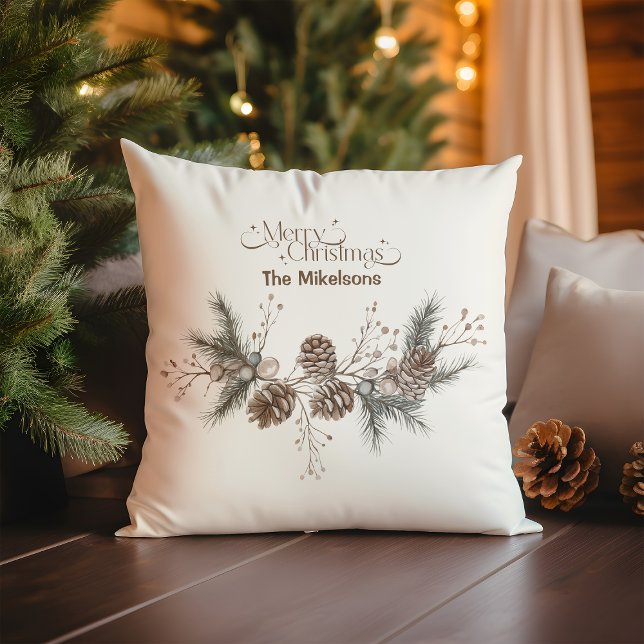 Cozy Festive Rustic Christmas Throw Pillow (Creator Uploaded)