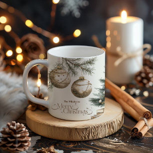 Cozy Festive Rustic Christmas Two-Tone Coffee Mug