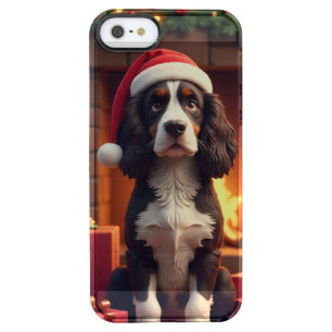 Cozy Fireplace Dog Christmas Everyday Protection Clear iPhone SE/5/5s Case
