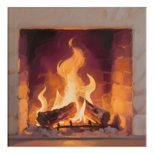 Cozy Fireplace Flames Acrylic Print