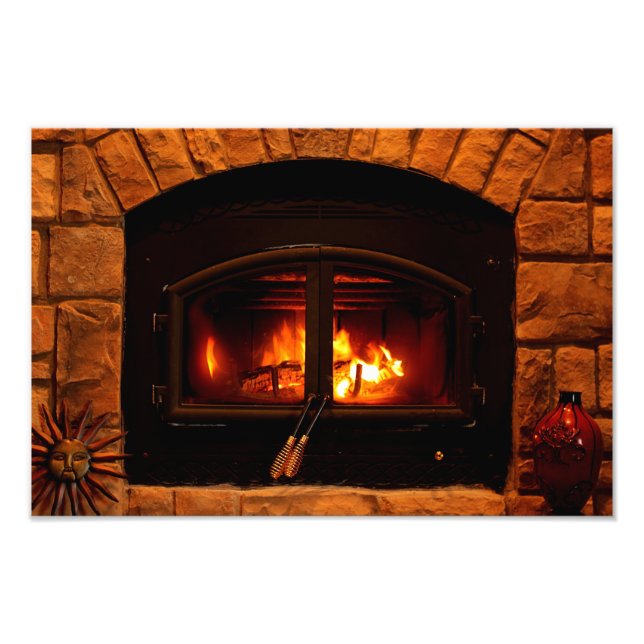 Cozy fireplace photo print. print (Front)