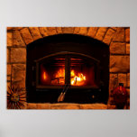 Cozy Fireplace Poster at Zazzle