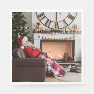 Cozy Fireplace Santa Christmas Napkins