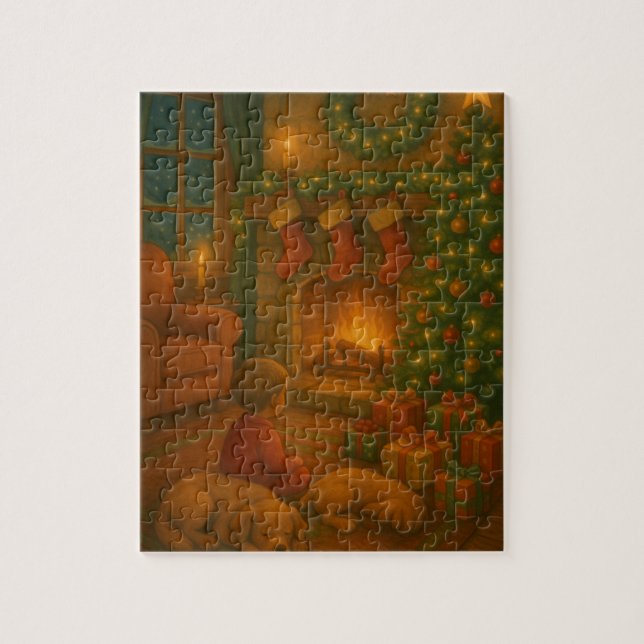 Cozy Fireplace & Stockings Jigsaw Puzzle (Vertical)