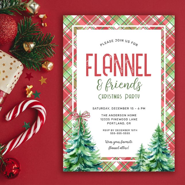 Cozy Flannel and Friends Christmas Party Invitation (Creator Uploaded)