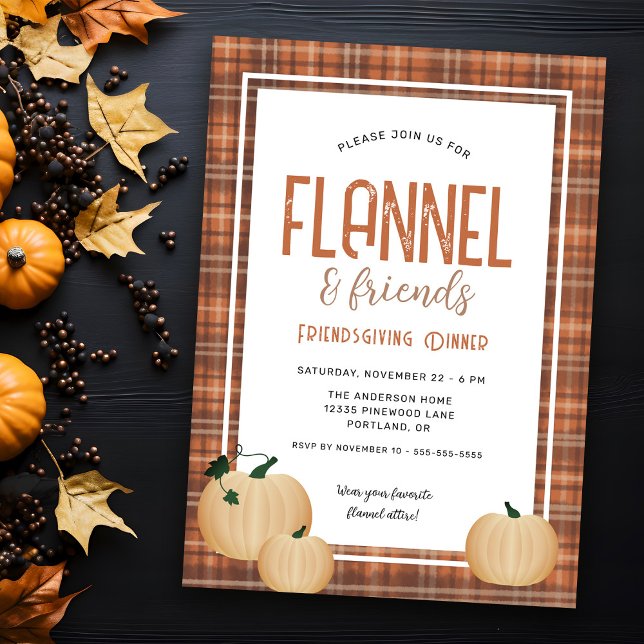 Cozy Flannel and Friends Friendsgiving Dinner Invitation (Creator Uploaded)