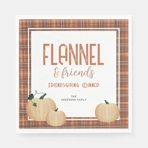 Cozy Flannel and Friends Friendsgiving Dinner Napkins