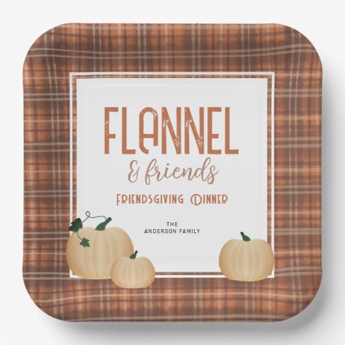 Cozy Flannel and Friends Friendsgiving Dinner Paper Plates