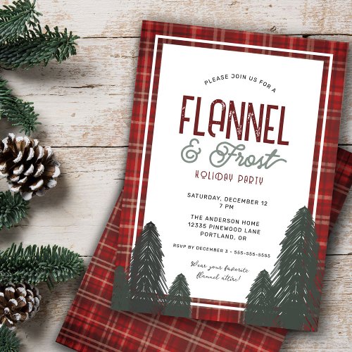 Cozy Flannel and Frost Christmas Holiday Party Invitation