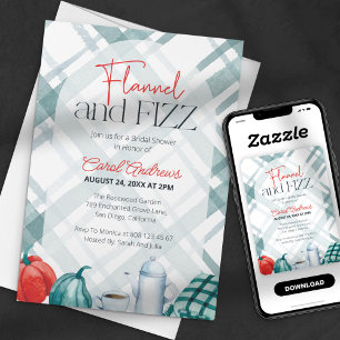 Cozy Flannel & Fizz Bridal Shower Invitation