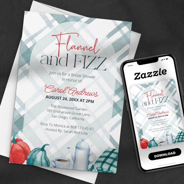 Cozy Flannel & Fizz Bridal Shower Invitation (Creator Uploaded)
