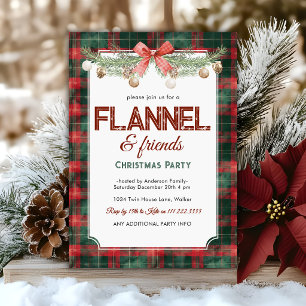 Cozy Flannel Friends Holiday Christmas Party  Invitation